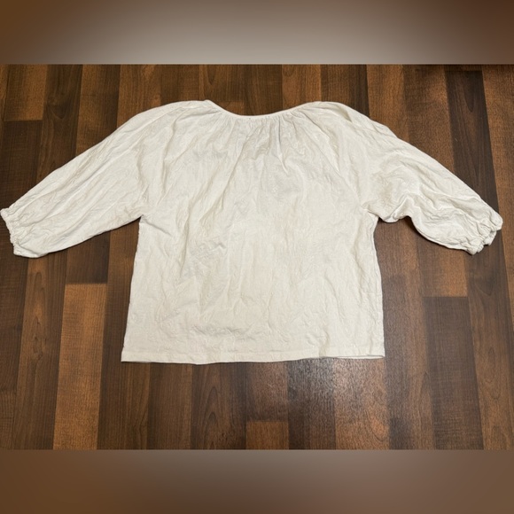 J. Crew Cream 3/4 Sleeve Tie Front Blouse - Picture 6 of 9